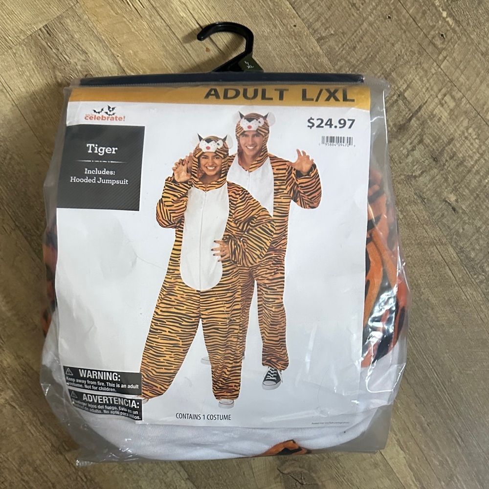 Adult Tiger Hooded Jumpsuit Costume